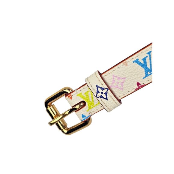 LOUIS VUITTON Multicolor White Belt Womens Monogram LV Murakami LV x TM 90/36 - Picture 4 of 12